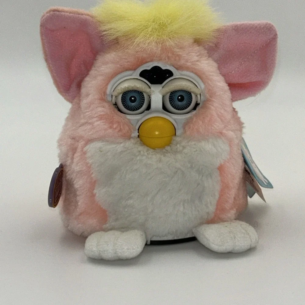Furby Baby Peachy Pink Yellow White Tiger Electronics 1999 TESTED Working W Tags